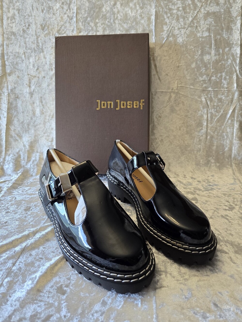 Jon Josef Girl Black Patent Leather Chunky Mary Jane Shoes